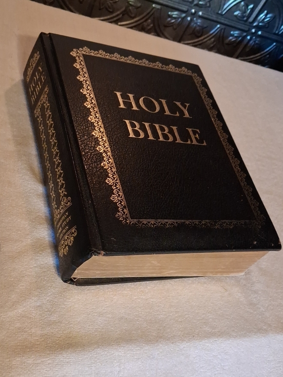 Holy Bible Other - Vintage Large Black Holy Bible with Gold Lettering - Home Accents